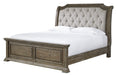 Wyndahl Rustic Brown Queen Upholstered Panel Bed - Gate Furniture