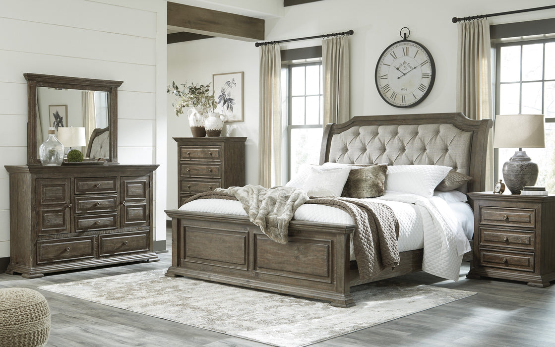 Wyndahl Rustic Brown Upholstered Panel Bedroom Set - Gate Furniture