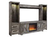 Wynnlow Gray 4 - Piece Entertainment Center with Electric Fireplace - Gate FurnitureEntertainment Center