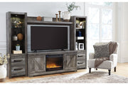 Wynnlow Gray 4 - Piece Entertainment Center with Electric Fireplace - Gate FurnitureEntertainment Center