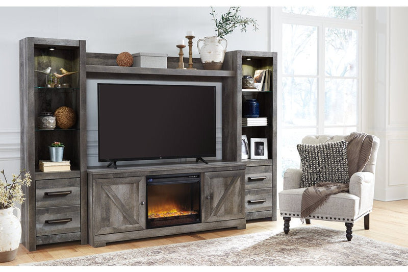 Wynnlow Gray 4 - Piece Entertainment Center with Electric Fireplace - Gate FurnitureEntertainment Center