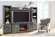 Wynnlow Gray 4 - Piece Entertainment Center with Electric Fireplace - Gate FurnitureEntertainment Center