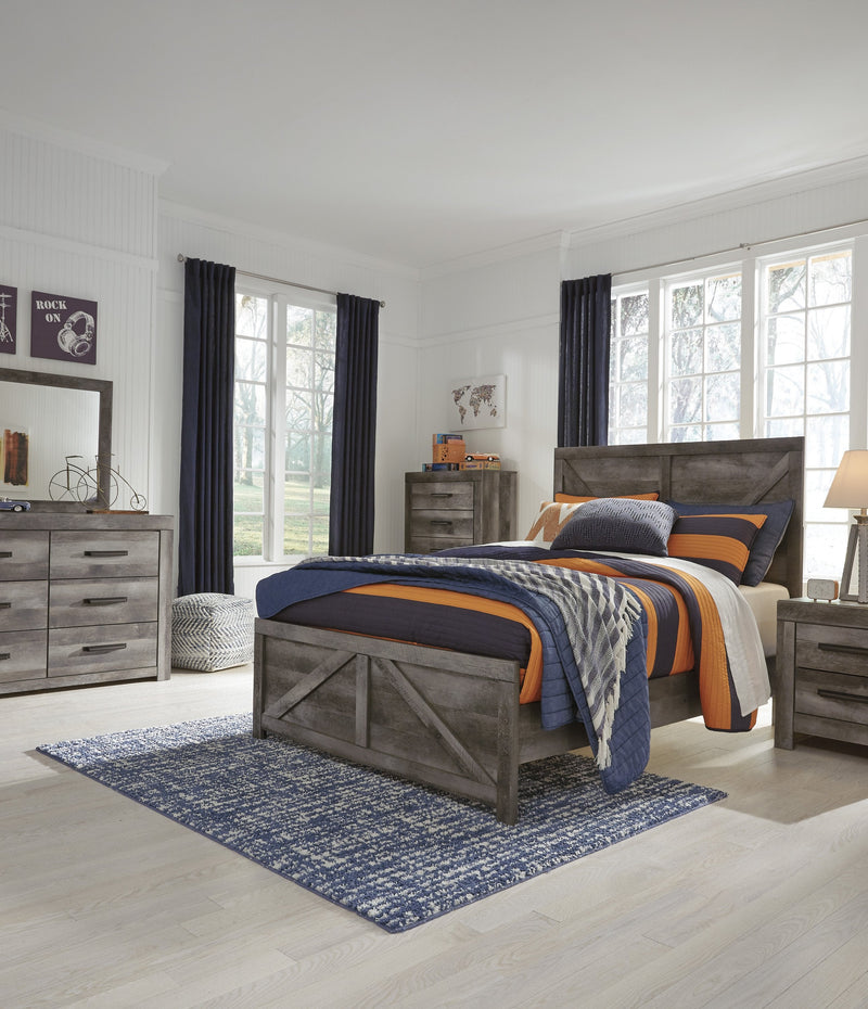Wynnlow Gray Full Crossbuck Panel Bed - Gate FurnitureFull Bed