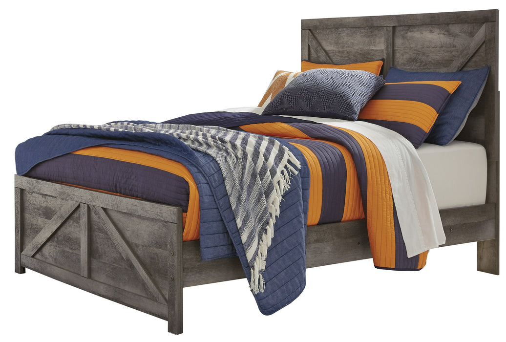 Wynnlow Gray Full Crossbuck Panel Bed - Gate Furniture