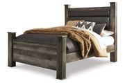 Wynnlow Gray Queen Upholstered Poster Bed - Gate FurnitureQueen Bed