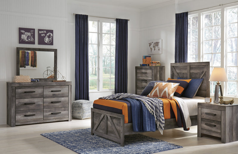 Wynnlow Gray Twin Crossbuck Panel Bed - Gate FurnitureTwin Bed