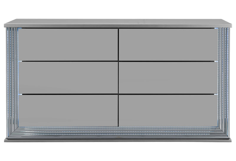 Ylime Smooth Silver King Bed Group With Vanity Set - YLIME-SMOOTH SILVER-KBG W/ VANITY SET - Gate Furniture