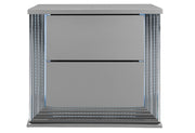 Ylime Smooth Silver Nightstand With Led - YLIME-SMOOTH SILVER-NS W/ LED & USB - Gate Furniture