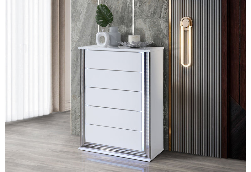 Ylime Smooth White Chest With Led - Gate FurnitureChest