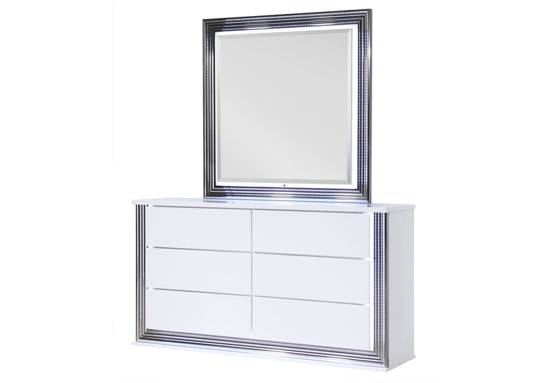 Ylime Smooth White Dresser With Led - Gate FurnitureDresser