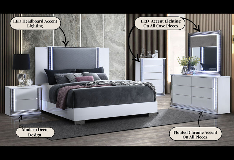 Ylime Smooth White King Bed Group - Gate FurnitureKing Bed