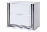 Ylime Smooth White Nightstand With Led - Gate FurnitureNightstand