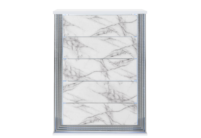 Ylime White Marble Chest With Led - Gate FurnitureChest
