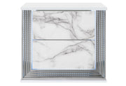 Ylime White Marble Nightstand With Led - Gate FurnitureNightstand