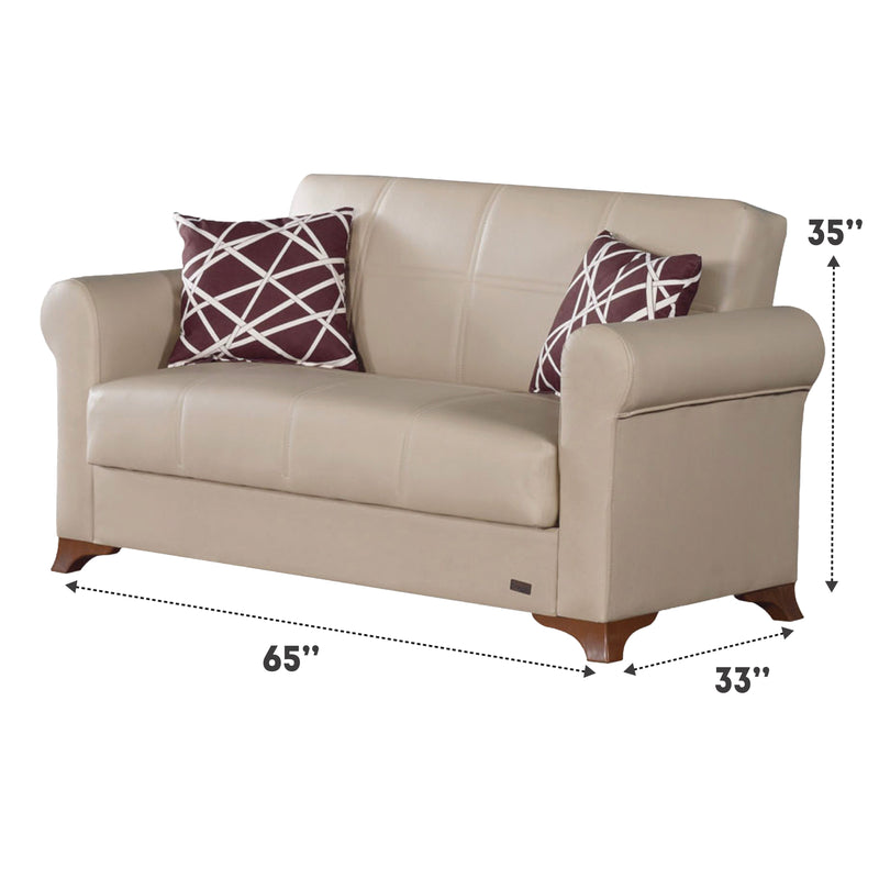 Yonkers 65 in. Convertible Sleeper Loveseat in Beige with Storage - Gate FurnitureLoveseat