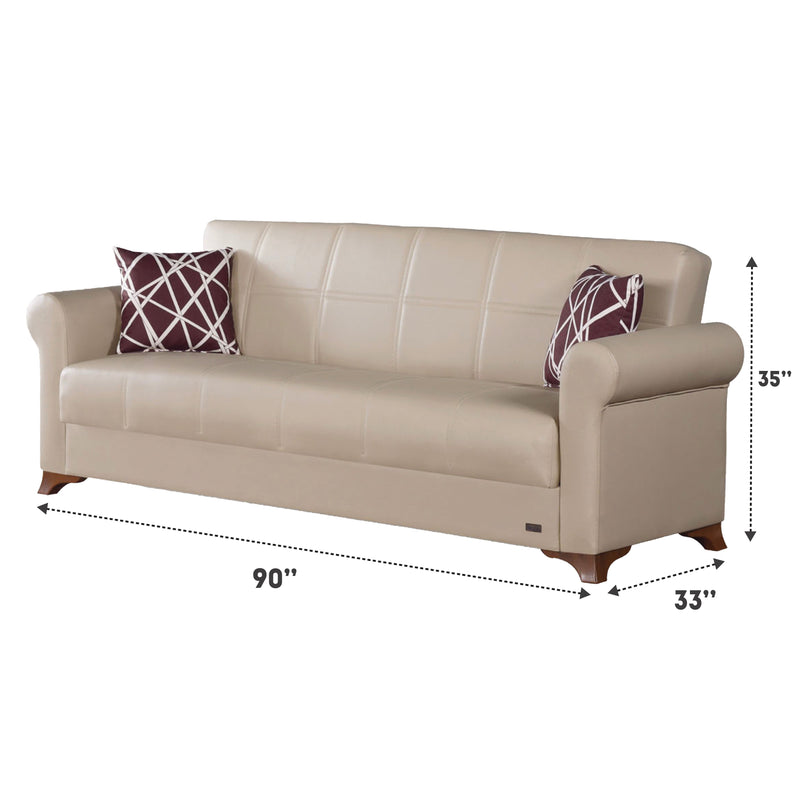 Yonkers 90 in. Convertible Sleeper Sofa in Beige with Storage - Gate FurnitureSleeper Sofa