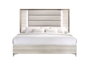 Zambrano White King Bed With Led - Gate FurnitureKing Bed
