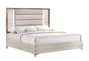 Zambrano White King Bed With Led - Gate FurnitureKing Bed