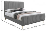 Zara Velvet Full Bed (3 Boxes) Grey - ZaraGrey-F