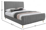 Zara Velvet King Bed (3 Boxes) Grey - Gate FurnitureKing Bed