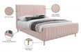 Zara Velvet King Bed (3 Boxes) Pink - ZaraPink-K