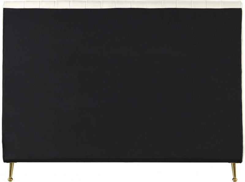 Zara Velvet Queen Bed (3 Boxes) Cream - Gate FurnitureQueen Bed