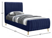 Zara Velvet Twin Bed (3 Boxes) Blue - Gate FurnitureTwin Bed