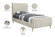 Zara Velvet Twin Bed (3 Boxes) Cream - Gate FurnitureTwin Bed