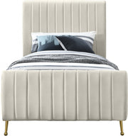 Zara Velvet Twin Bed (3 Boxes) Cream - Gate FurnitureTwin Bed