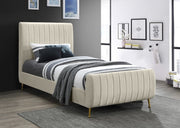Zara Velvet Twin Bed (3 Boxes) Cream - Gate FurnitureTwin Bed