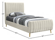 Zara Velvet Twin Bed (3 Boxes) Cream - Gate FurnitureTwin Bed