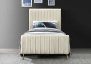 Zara Velvet Twin Bed (3 Boxes) Cream - Gate FurnitureTwin Bed