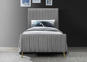 Zara Velvet Twin Bed (3 Boxes) Grey - Gate FurnitureTwin Bed
