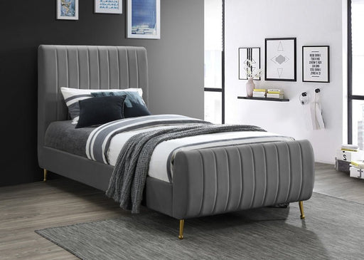 Zara Velvet Twin Bed (3 Boxes) Grey - Gate FurnitureTwin Bed