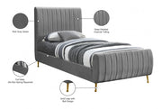 Zara Velvet Twin Bed (3 Boxes) Grey - Gate FurnitureTwin Bed