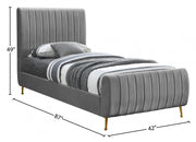 Zara Velvet Twin Bed (3 Boxes) Grey - Gate FurnitureTwin Bed