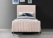 Zara Velvet Twin Bed (3 Boxes) Pink - Gate FurnitureTwin Bed