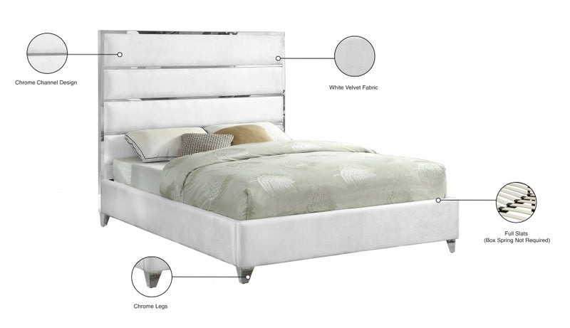 Zuma Velvet Full Bed White - ZumaWhite-F