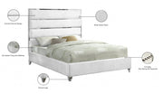 Zuma Velvet King Bed White - Gate FurnitureKing Bed