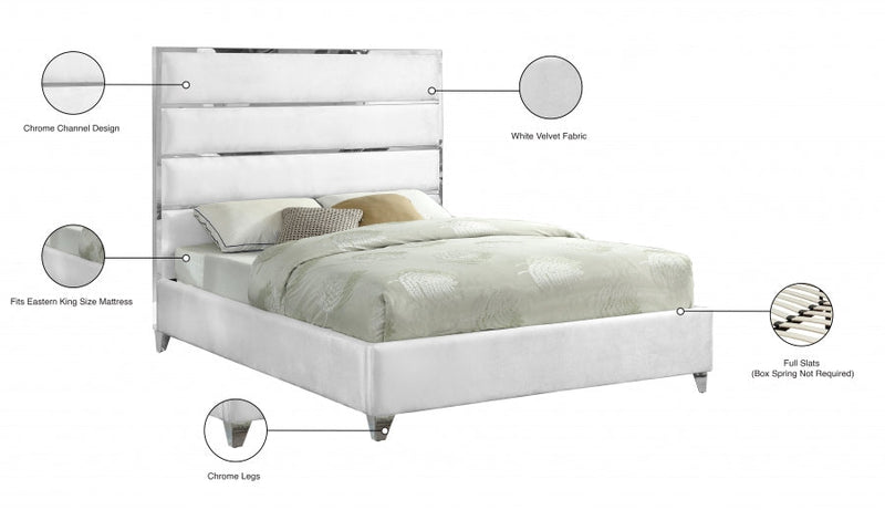 Zuma Velvet King Bed White - Gate FurnitureKing Bed
