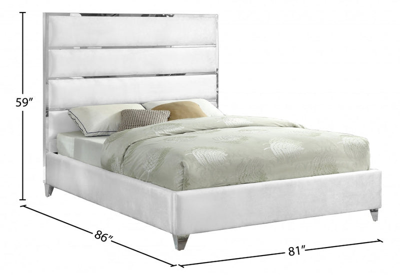 Zuma Velvet King Bed White - Gate FurnitureKing Bed