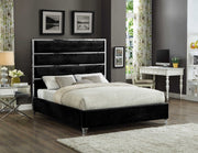 Zuma Velvet Queen Bed Black - Gate FurnitureQueen Bed