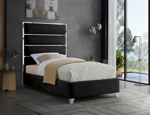 Zuma Velvet Twin Bed Black - Gate FurnitureTwin Bed