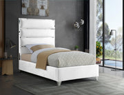 Zuma Velvet Twin Bed White - Gate FurnitureTwin Bed