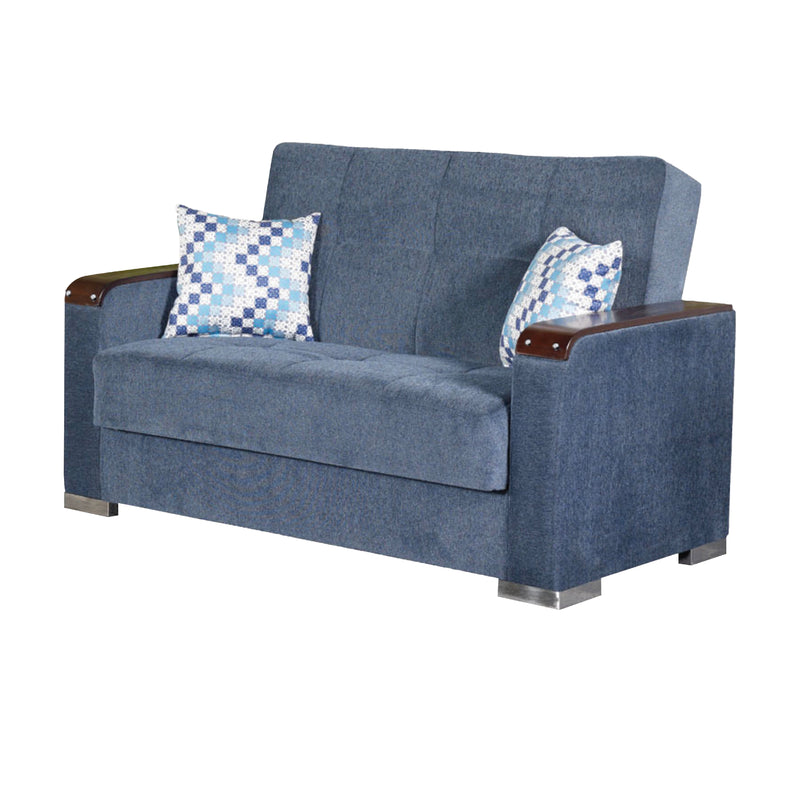 Zurich 65 in. Convertible Sleeper Loveseat in Greyish Blue with Storage - Gate FurnitureLoveseat
