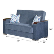Zurich 65 in. Convertible Sleeper Loveseat in Greyish Blue with Storage - Gate FurnitureLoveseat